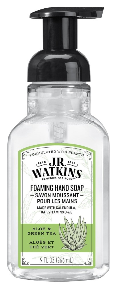 slide 1 of 1, J.R. Watkins Aloe & Green Tea Foaming Hand Soap, 9 fl oz