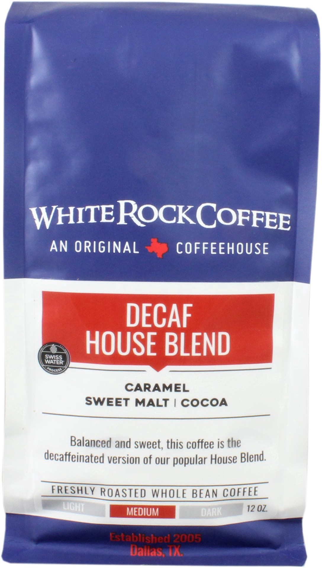 slide 1 of 1, White Rock Coffee Decaf House Blend Whole Bean Coffee, 12 oz