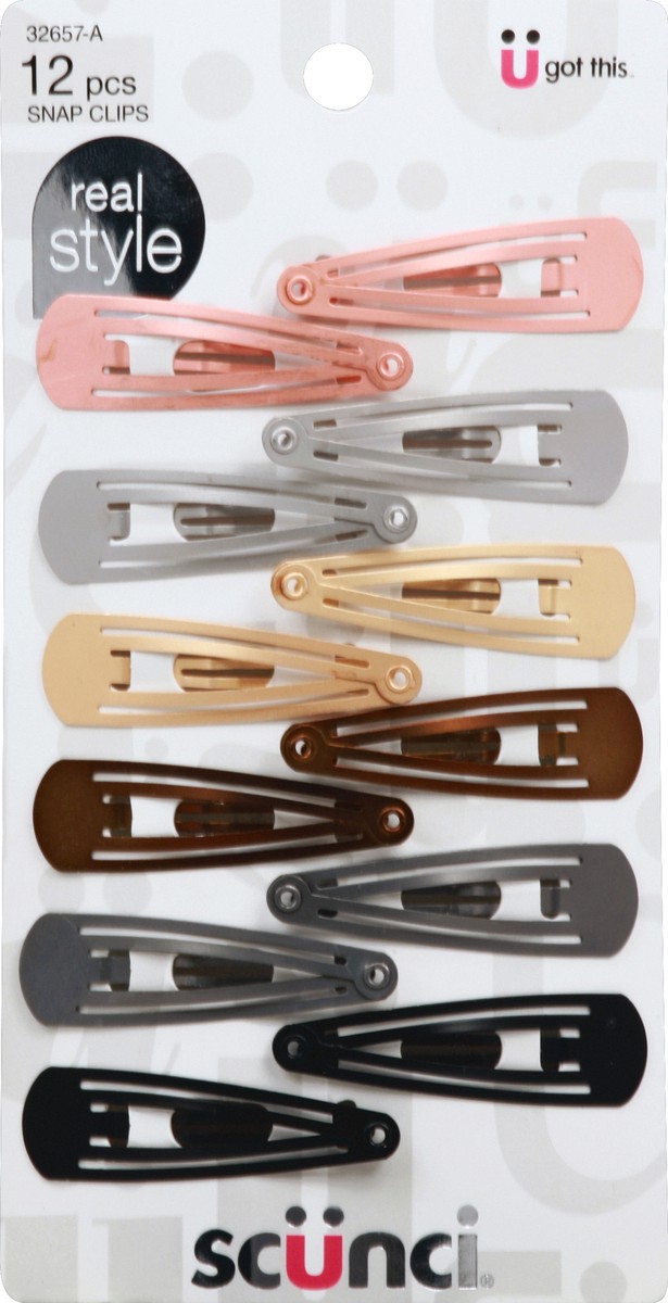 slide 2 of 2, scünci Real Style Decorative Snap Clips, 12 ct
