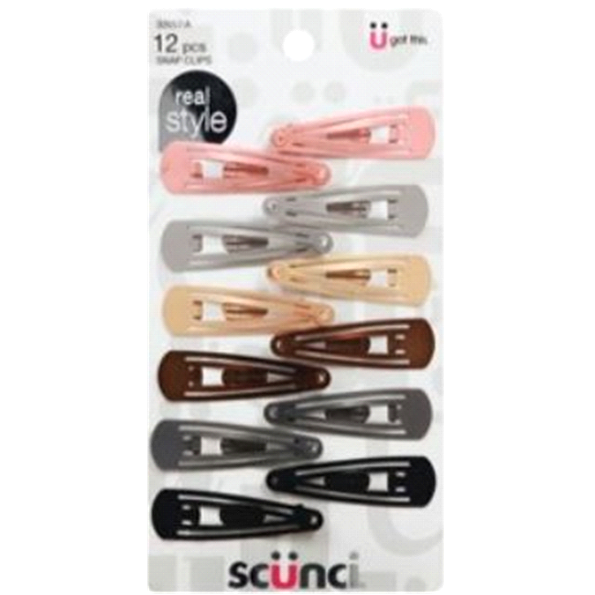 slide 1 of 2, scünci Real Style Decorative Snap Clips, 12 ct