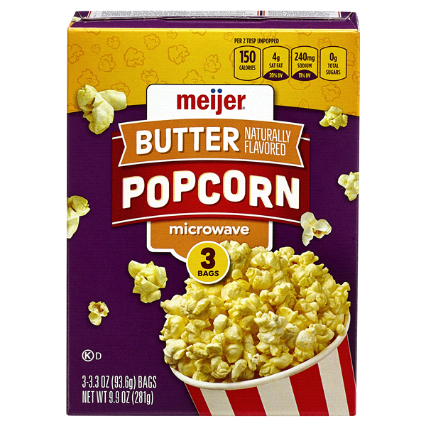 slide 1 of 1, Meijer Microwave Popcorn Butter, 3 ct; 8.7 oz