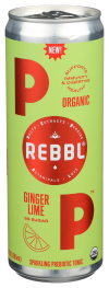 slide 1 of 1, REBBL Organic Ginger Lime Sparkling Prebiotic Tonic Can, 12 oz
