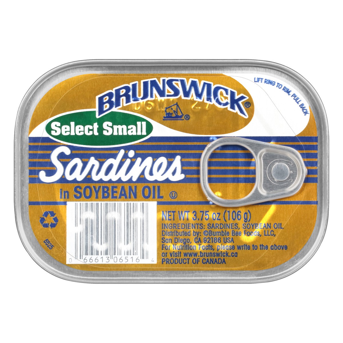 slide 13 of 13, Brunswick Select Small Sardines in Soybean Oil 3.75 oz. Can, 3.75 oz