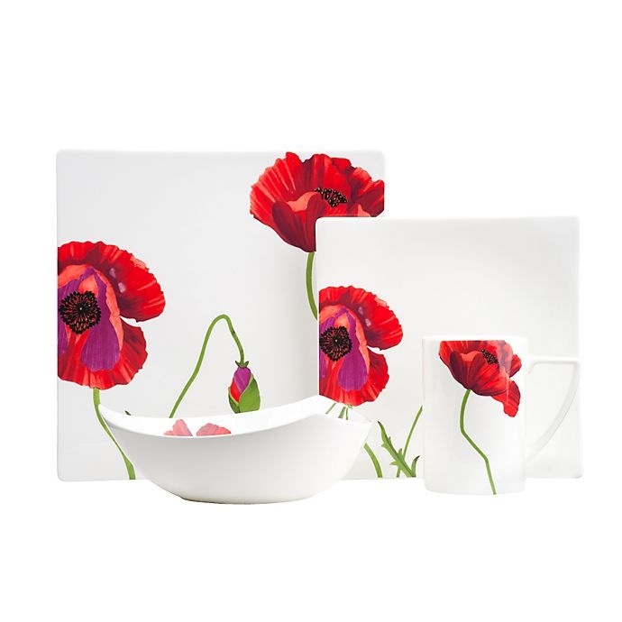 slide 1 of 1, Red Vanilla Summer Sun Square Dinnerware Set, 8 ct