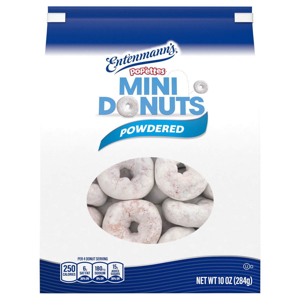 slide 1 of 9, Entenmann's Pop'ettes Powdered Mini Donuts, 10 oz, 10 oz