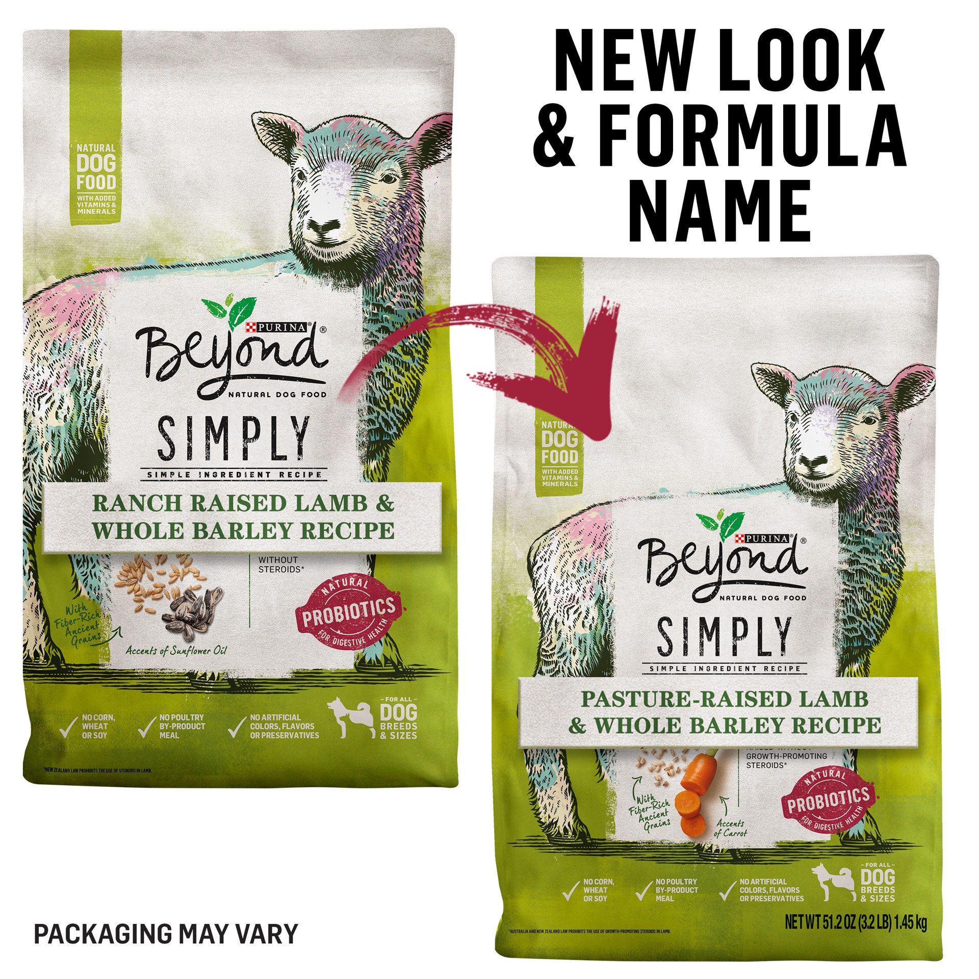 slide 3 of 7, Purina Beyond Simple Ingredient, Natural Dry Dog Food, Simply Pasture Raised Lamb & Whole Barley Recipe, 14.50 lb