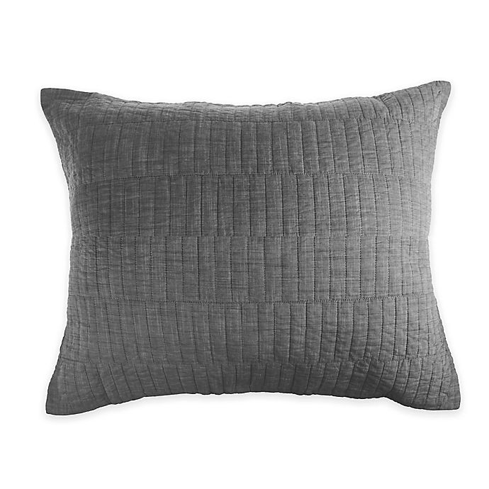 slide 1 of 1, Real Simple Dune Chambray Standard Pillow Sham - Charcoal, 1 ct