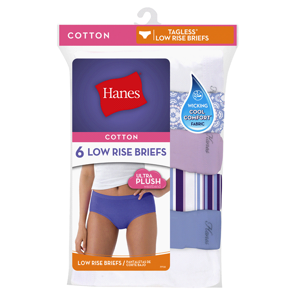 slide 1 of 1, Hanes Women's No Ride Up Low Rise Cotton Brief, Assorted Colors, Size 7, 6 ct