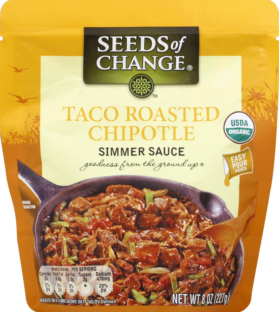 slide 2 of 2, Seeds of Change Simmer Sauce Taco Roasted Chipotle Organic, 8 oz