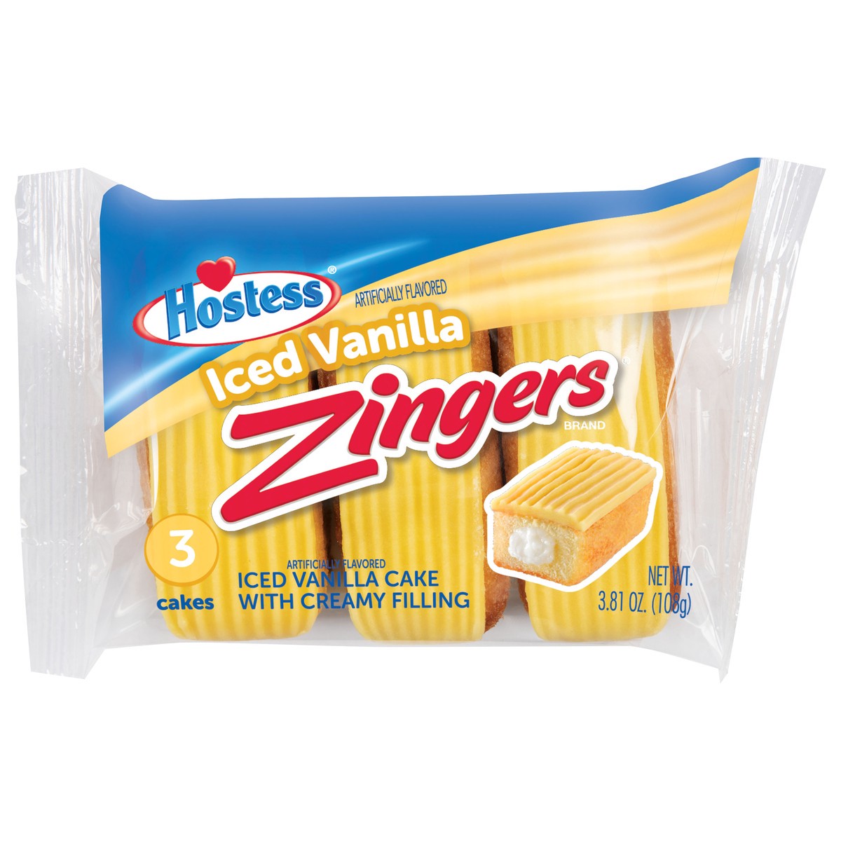 slide 13 of 14, HOSTESS Iced Vanilla ZINGERS Single Serve, 3 Count, 3.81 oz, 3 ct; 3.81 oz