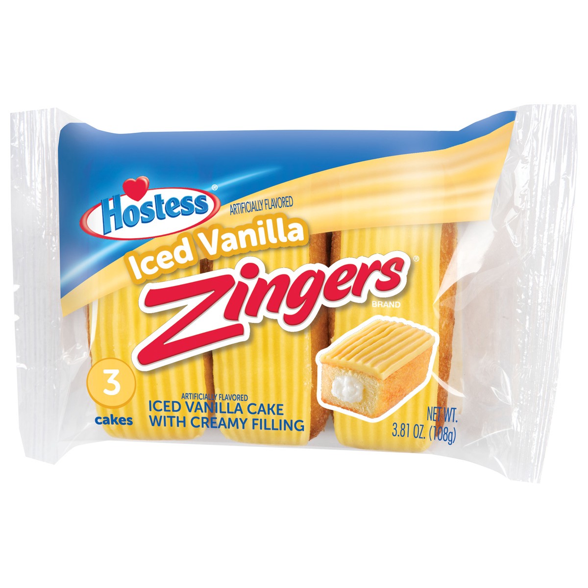 slide 12 of 14, HOSTESS Iced Vanilla ZINGERS Single Serve, 3 Count, 3.81 oz, 3 ct; 3.81 oz