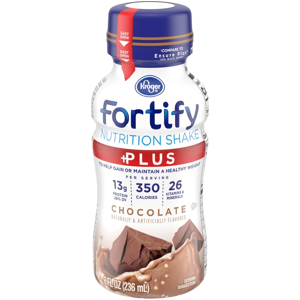 slide 1 of 1, Kroger Fortify Chocolate Plus Nutrition Shake, 8 fl oz