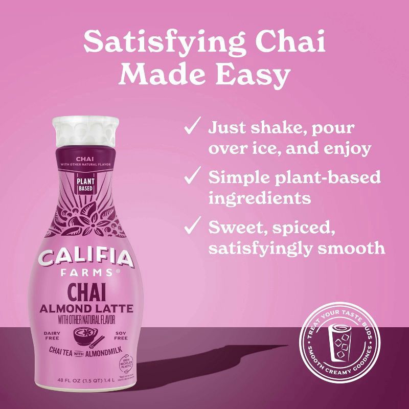 slide 7 of 7, Califia Farms Chai Almond Latte - 48fl oz, 48 fl oz