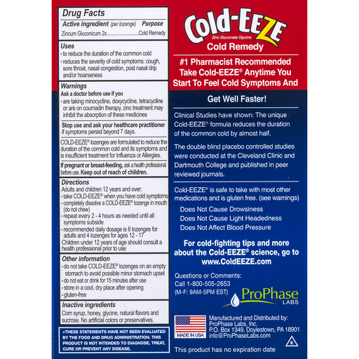 slide 7 of 8, Cold-EEZE Cold Remedy Honey Lemon Lozenges, 18 ct