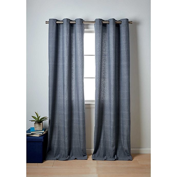 slide 1 of 1, Wamsutta Collective Windsor 63-Inch Contrast Stitch Window Curtain Panels - Denim, 2 ct