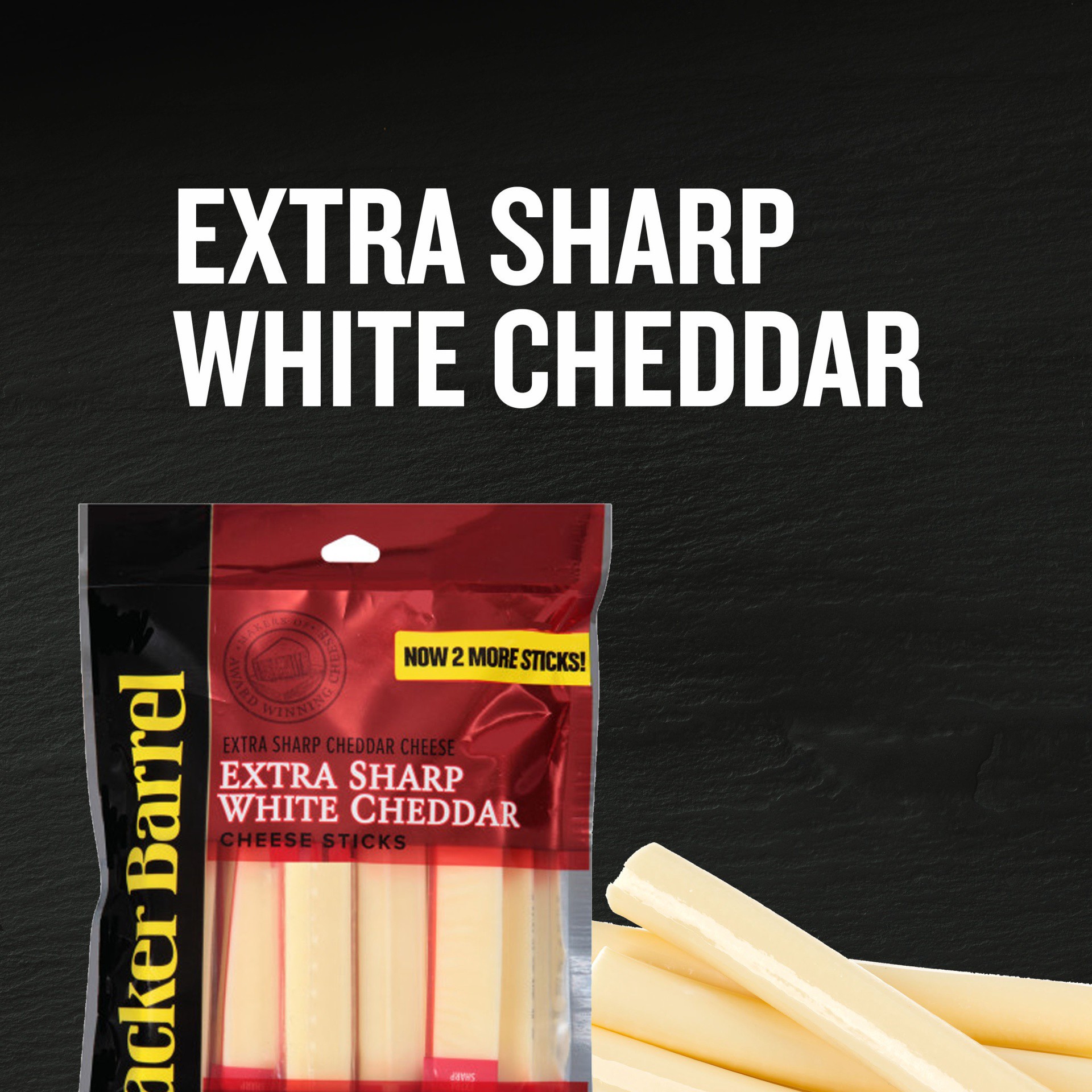 slide 5 of 10, Cracker Barrel Rich & Bold Extra Sharp White Cheddar Cheese Snacks, 10 ct Sticks, 10 ct