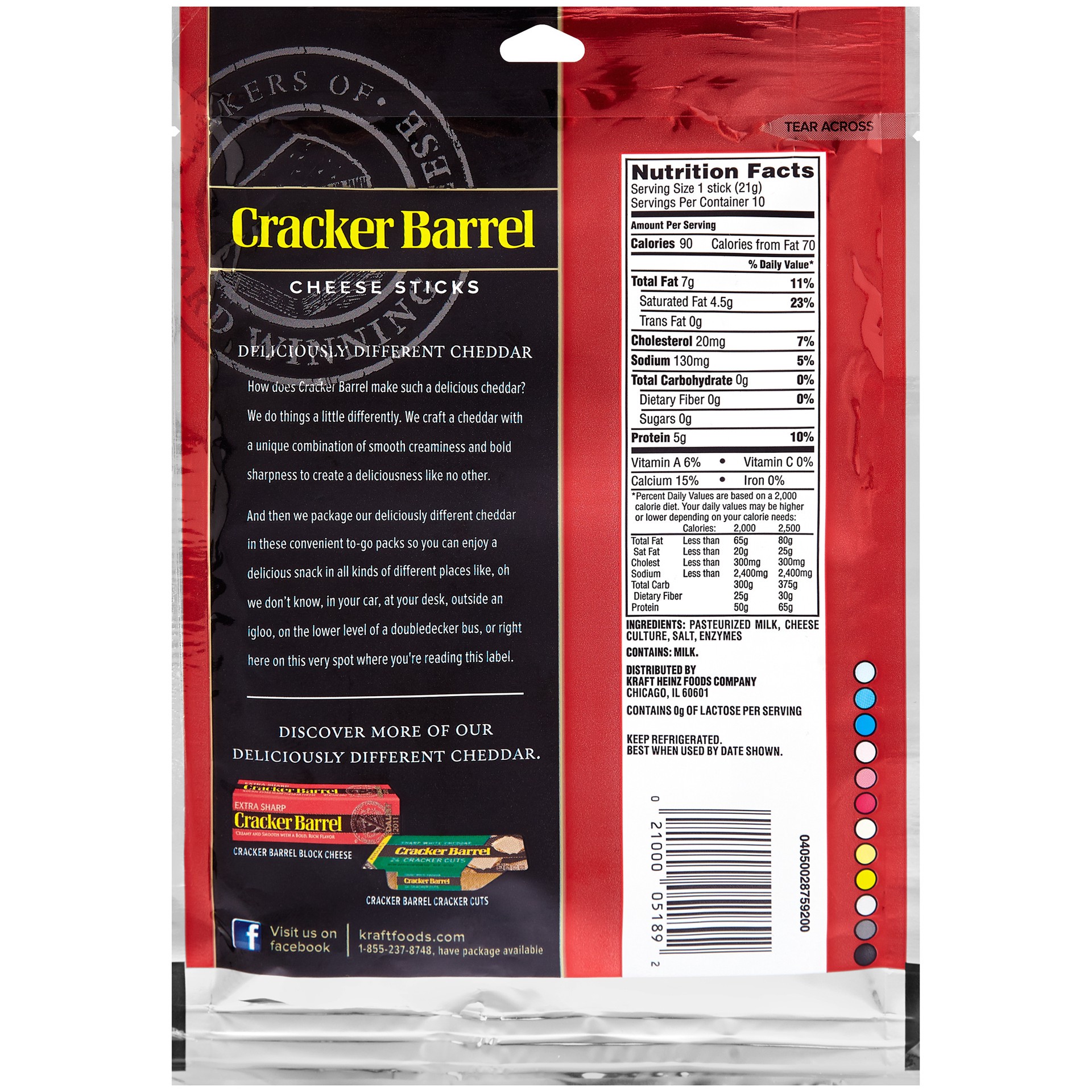 slide 1 of 10, Cracker Barrel Rich & Bold Extra Sharp White Cheddar Cheese Snacks, 10 ct Sticks, 10 ct