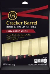 Cracker Barrel Rich & Bold Extra Sharp White Cheddar Cheese Snacks, 10 ct Sticks
