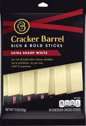 Cracker Barrel Rich & Bold Extra Sharp White Cheddar Cheese Snacks, 10 ct Sticks