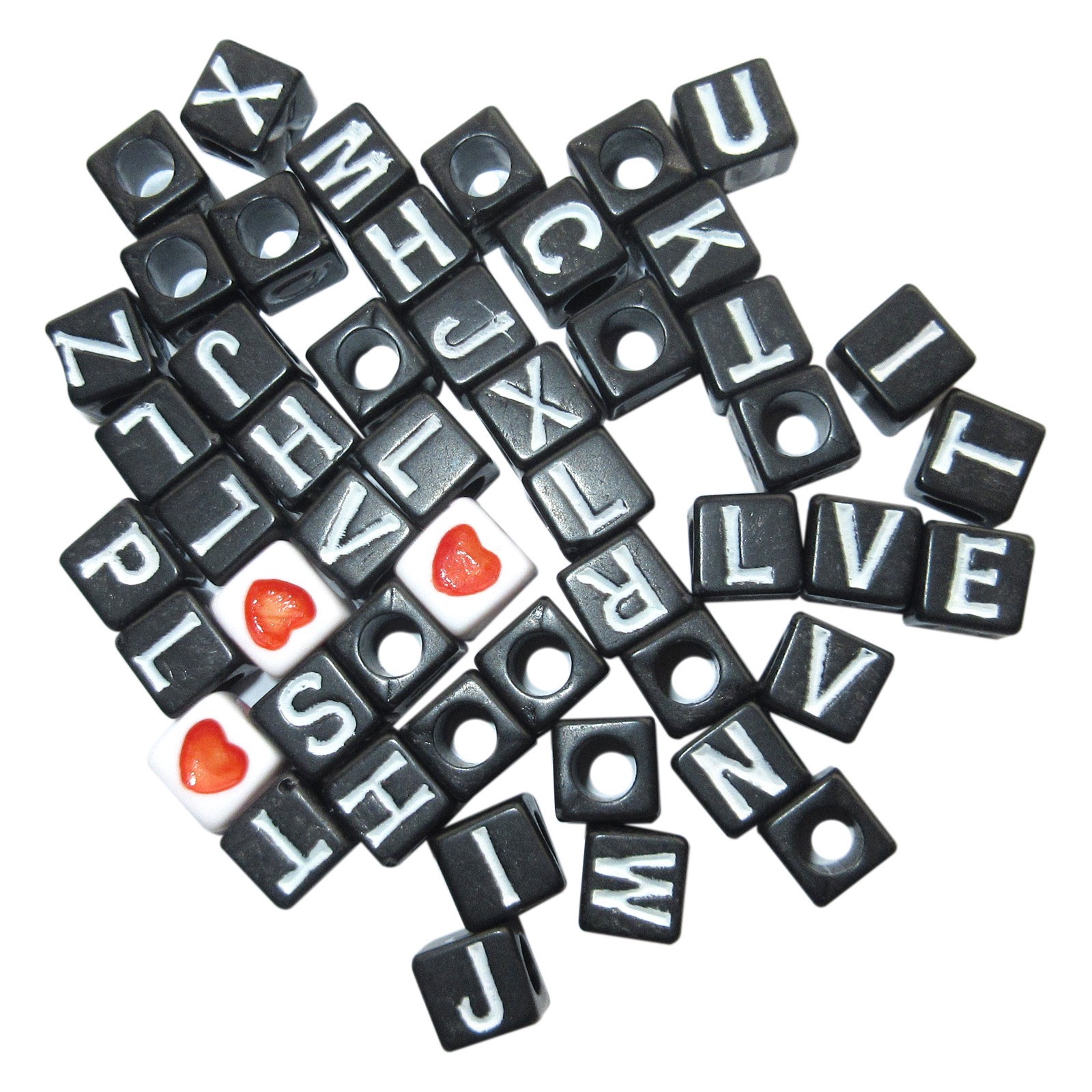 slide 4 of 4, Black Alphabet Square Cube Beads By Creatology, 0.25 in
