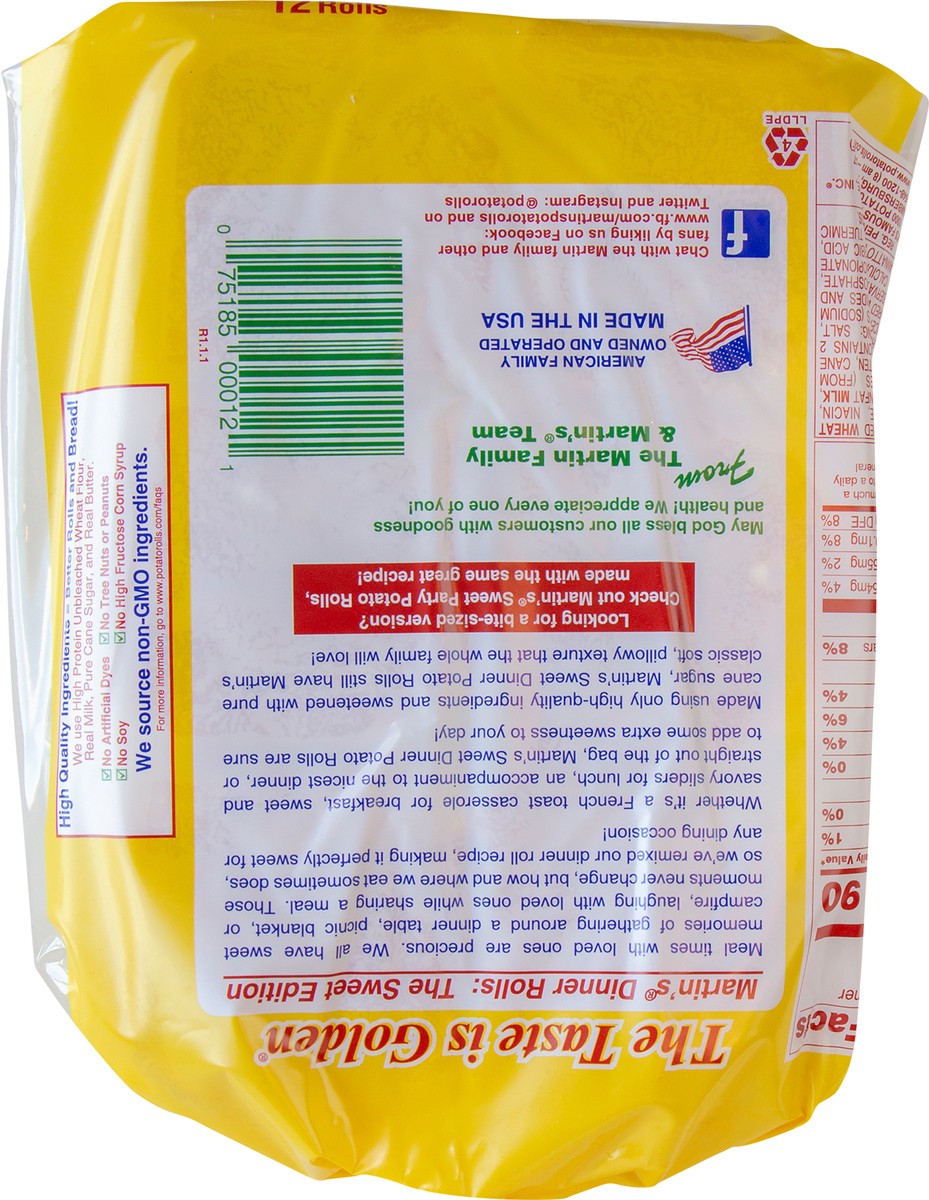 slide 5 of 9, Martin's Sweet Dinner Potato Rolls, 12 ct