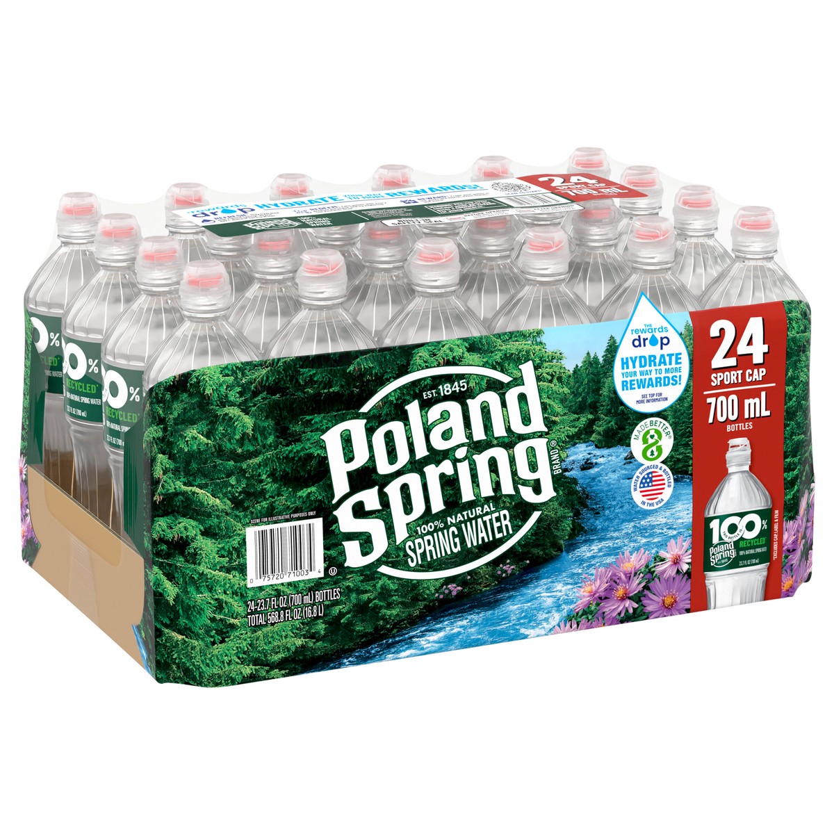 slide 2 of 8, POLAND SPRING Brand 100% Natural Spring Water, 23.7-ounce plastic bottles (Pack of 24), 24 ct