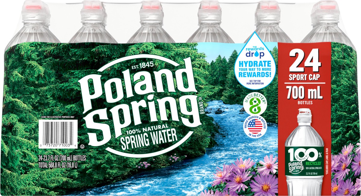 slide 5 of 8, POLAND SPRING Brand 100% Natural Spring Water, 23.7-ounce plastic bottles (Pack of 24), 24 ct