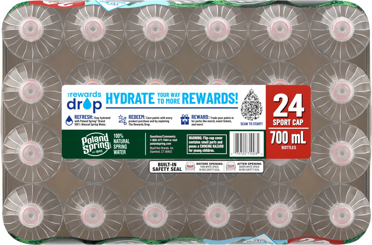 slide 8 of 8, POLAND SPRING Brand 100% Natural Spring Water, 23.7-ounce plastic bottles (Pack of 24), 24 ct