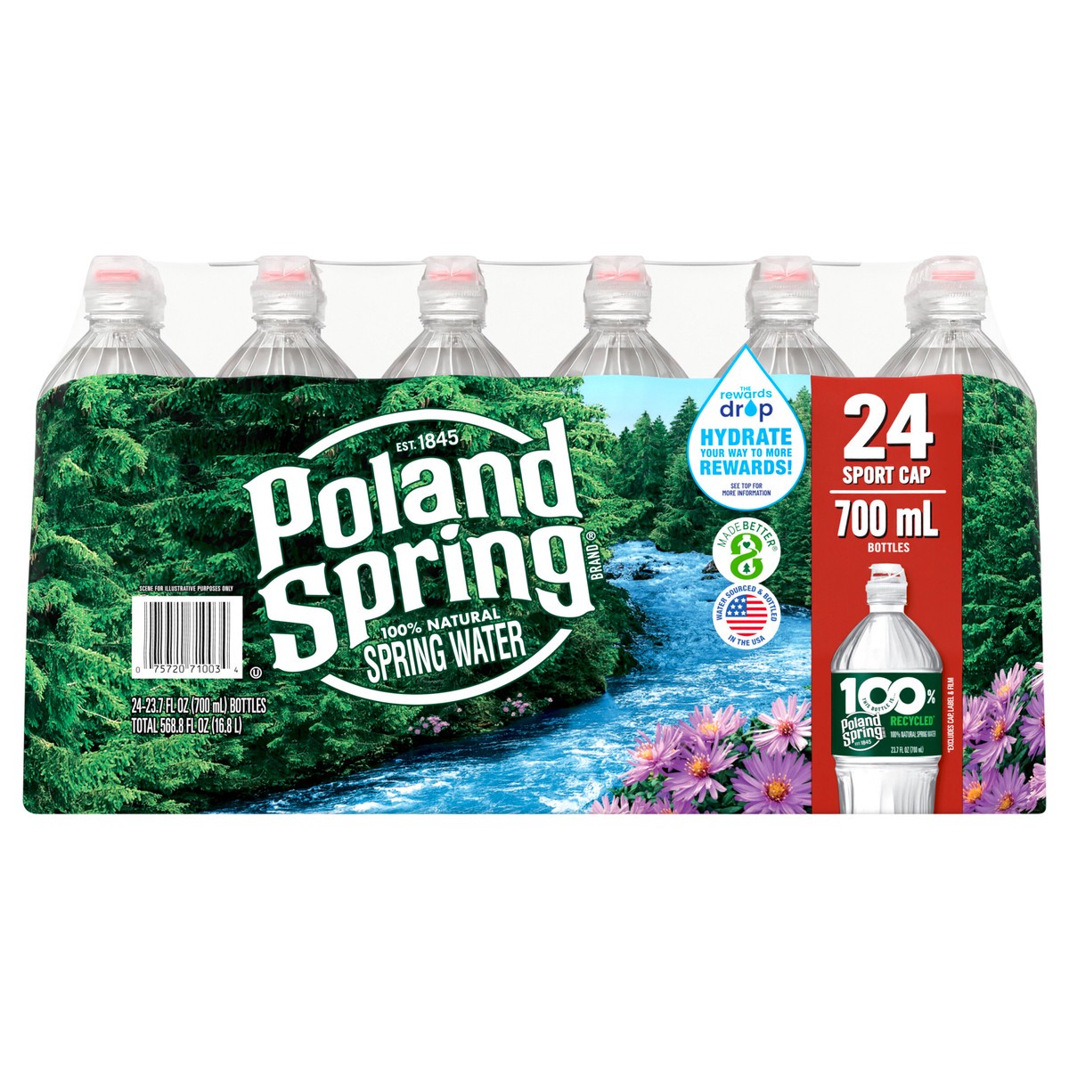 slide 1 of 8, POLAND SPRING Brand 100% Natural Spring Water, 23.7-ounce plastic bottles (Pack of 24), 24 ct