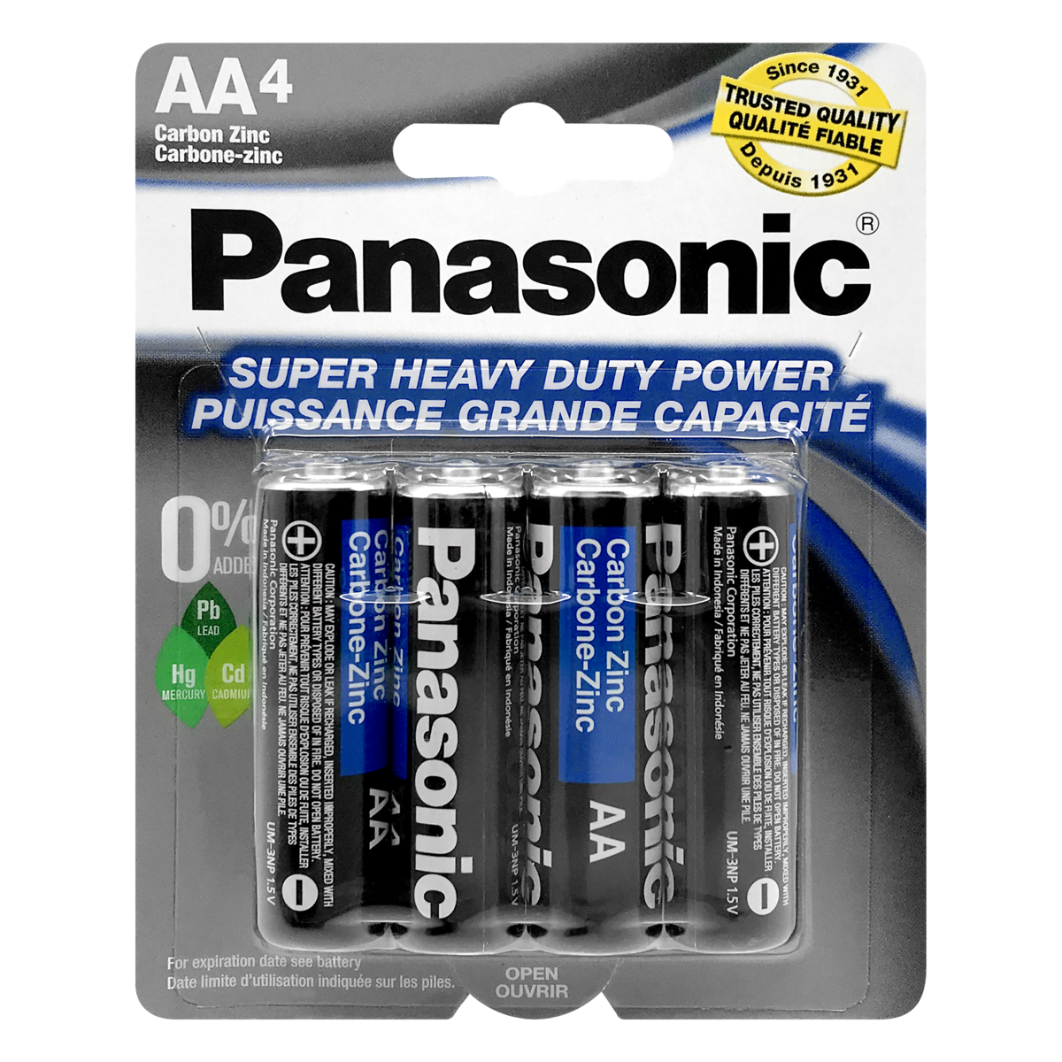 slide 1 of 1, Panasonic Super Heavy Duty AA Batteries, 4 ct