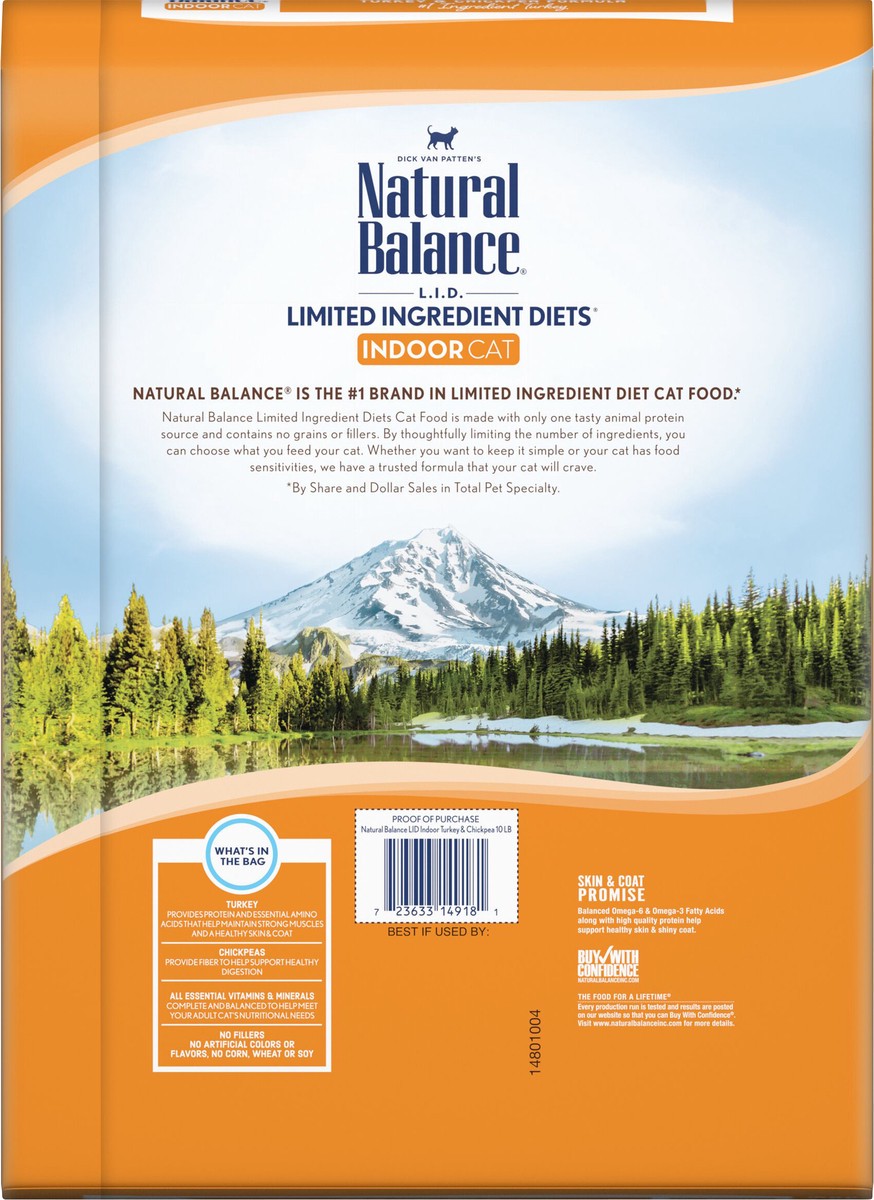 slide 2 of 9, Natural Balance L.I.D. Limited Ingredient Diets Indoor Grain Free Turkey & Chickpea Formula Cat Food 10 lb, 10 lb