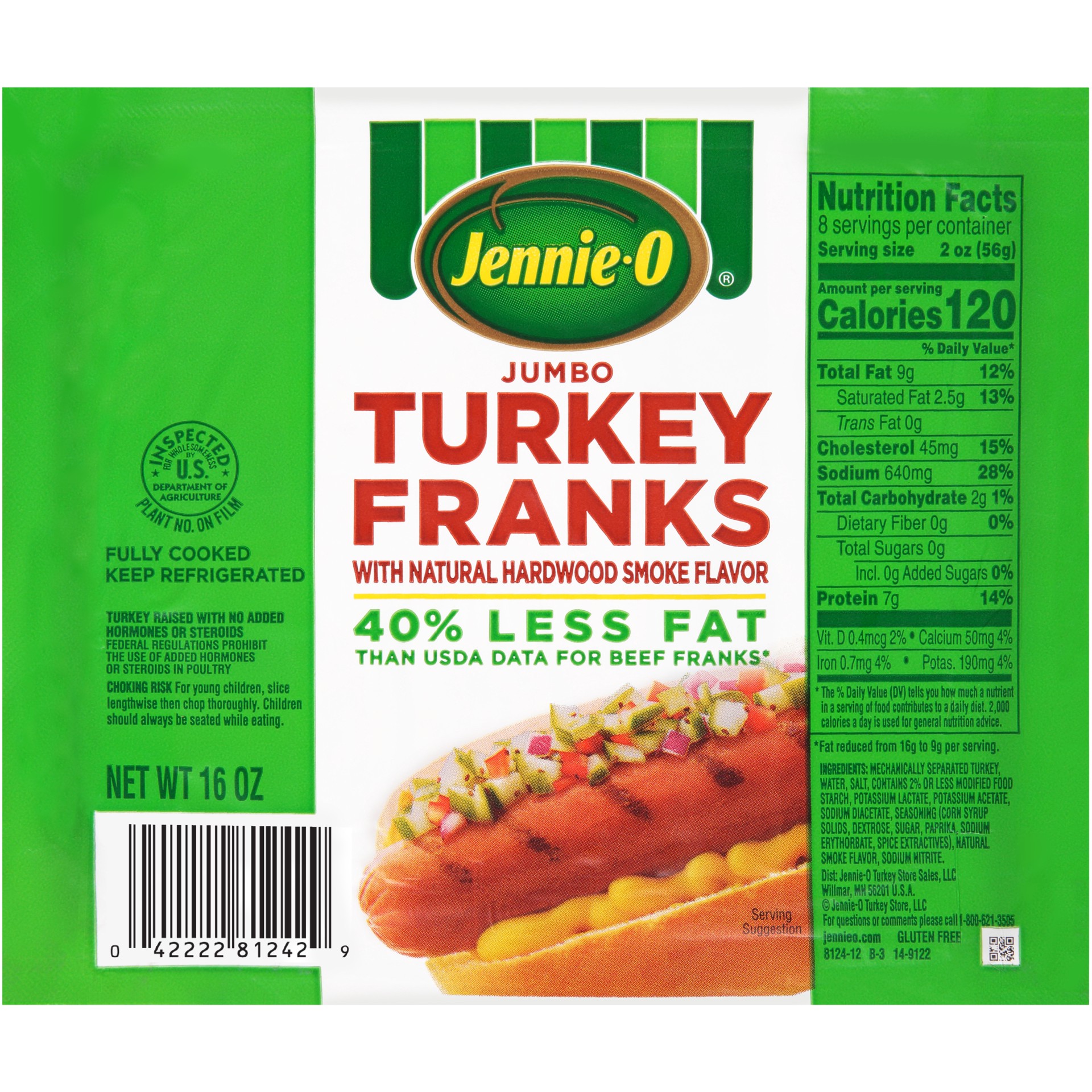 slide 1 of 1, Jennie-O JENNIE-O Jumbo Turkey Franks - 1 lb., 16 oz
