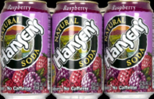 slide 1 of 1, Hansen's Soda, Natural Cane, Raspberry, 6 ct