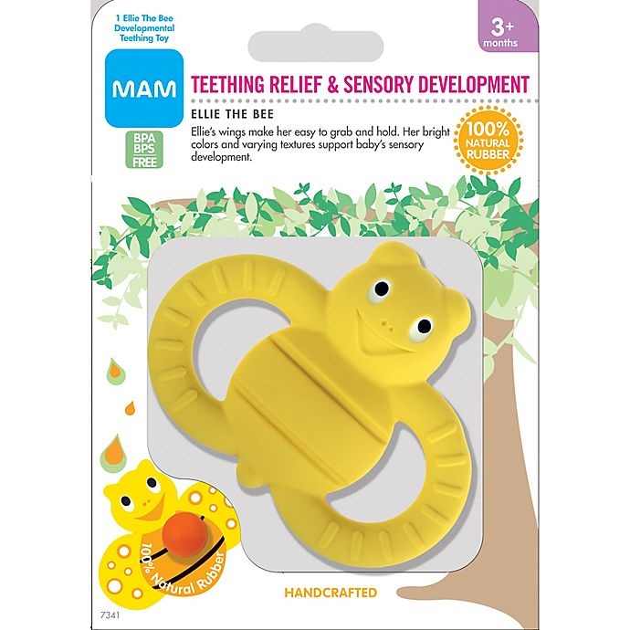 slide 4 of 8, MAM Friends Bee Natural Rubber Teether - Yellow, 1 ct