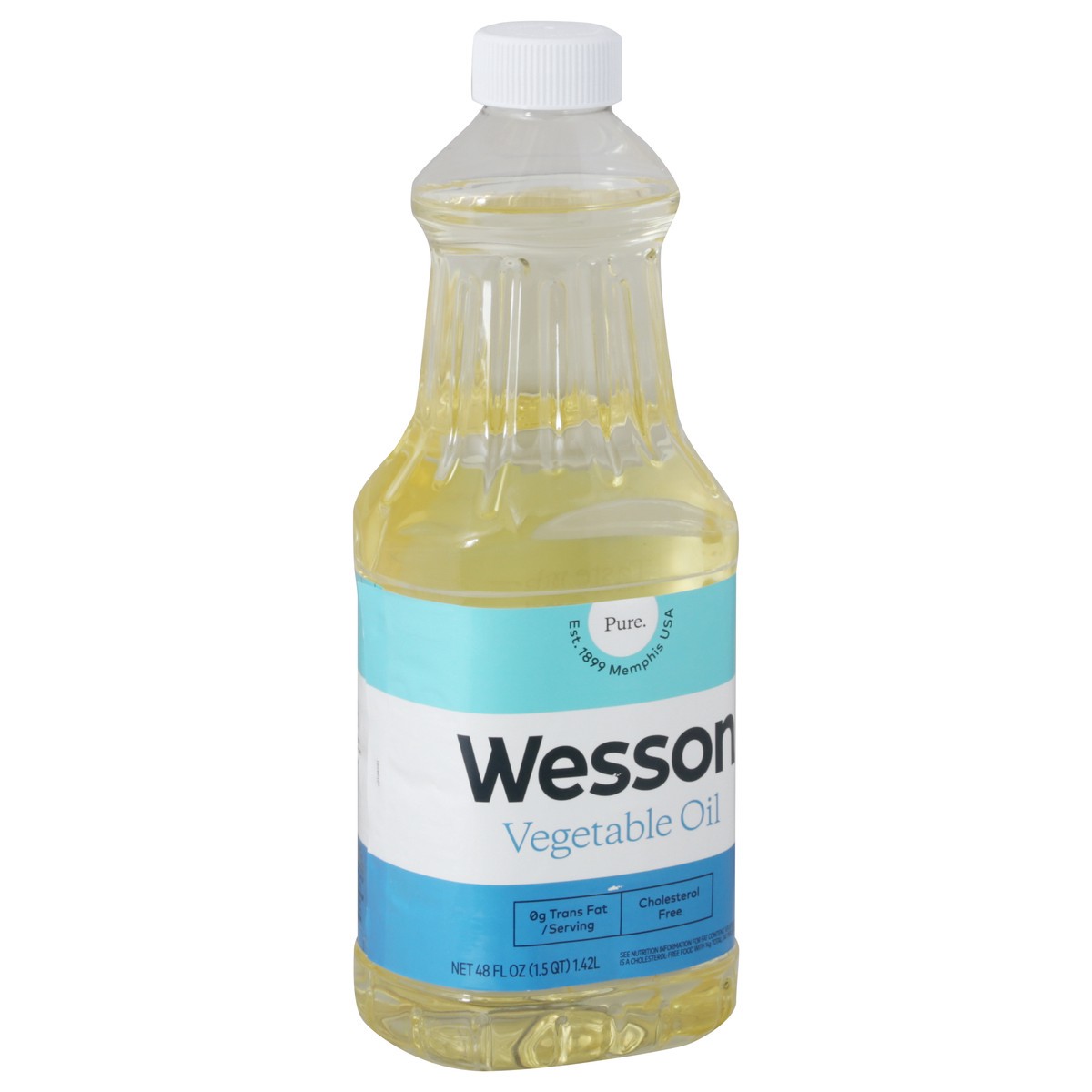 slide 2 of 9, WESSON Pure Vegetable Oil, 0 g Trans Fat, Cholesterol Free, 48 oz., 48 fl oz