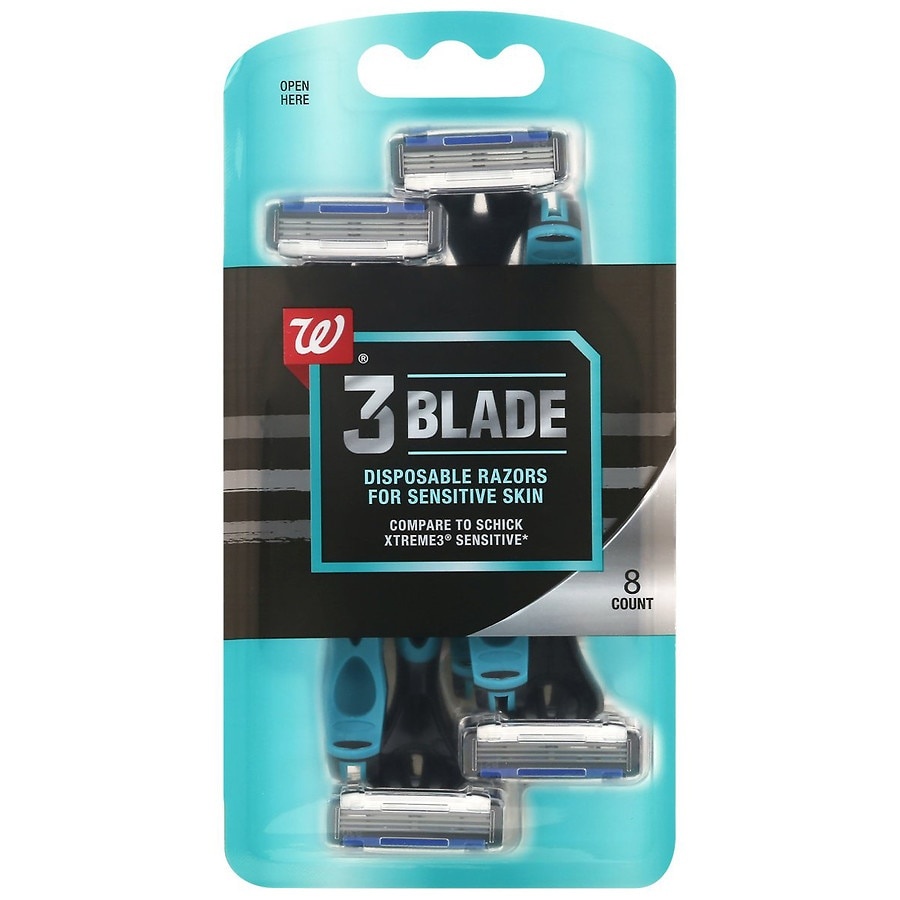 slide 1 of 1, Walgreens Men's 3 Blade Disposable Razor, 8 ct