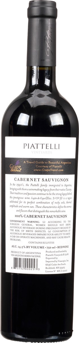 slide 9 of 9, Piattelli Vineyards Mendoza Argentina Cabernet Sauvignon 750 ml, 750 ml