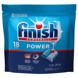 Finish Power Dishwasher Detergent, Dishwashing Tabs , 18 Tabs