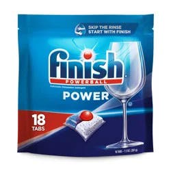 Finish Power Dishwasher Detergent, Dishwashing Tabs , 18 Tabs