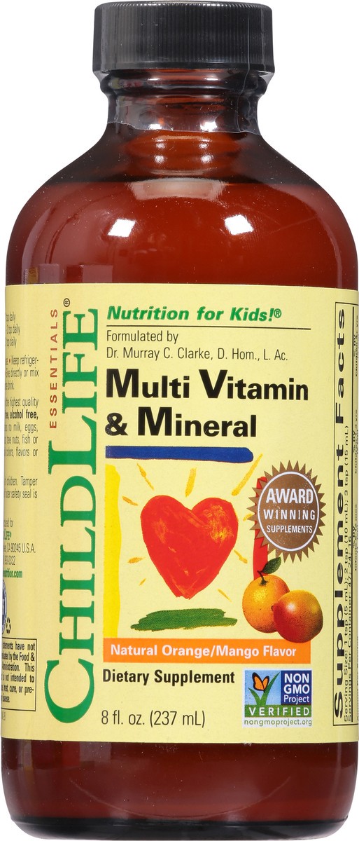 slide 11 of 13, ChildLife Natural Orange/Mango Flavor Multi Vitamin & Mineral 8 fl oz, 8 oz