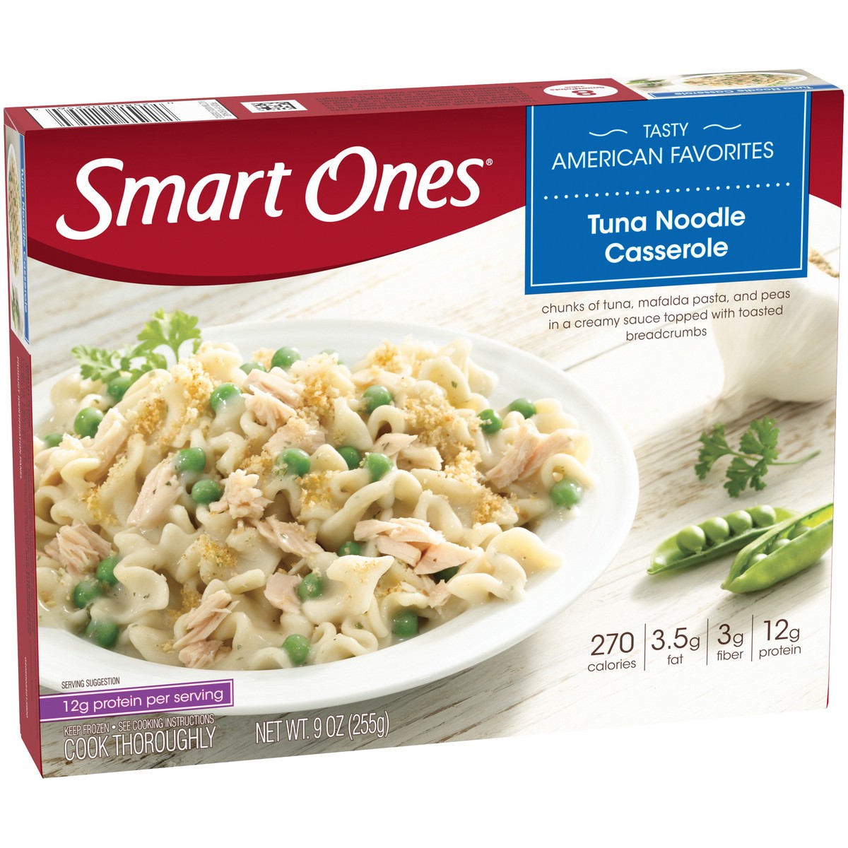 slide 8 of 9, Smart Ones Tuna Noodle Casserole with Mafalda Pasta, Peas, Creamy Sauce & Breadcrumbs Frozen Meal, 9 oz Box, 9 oz