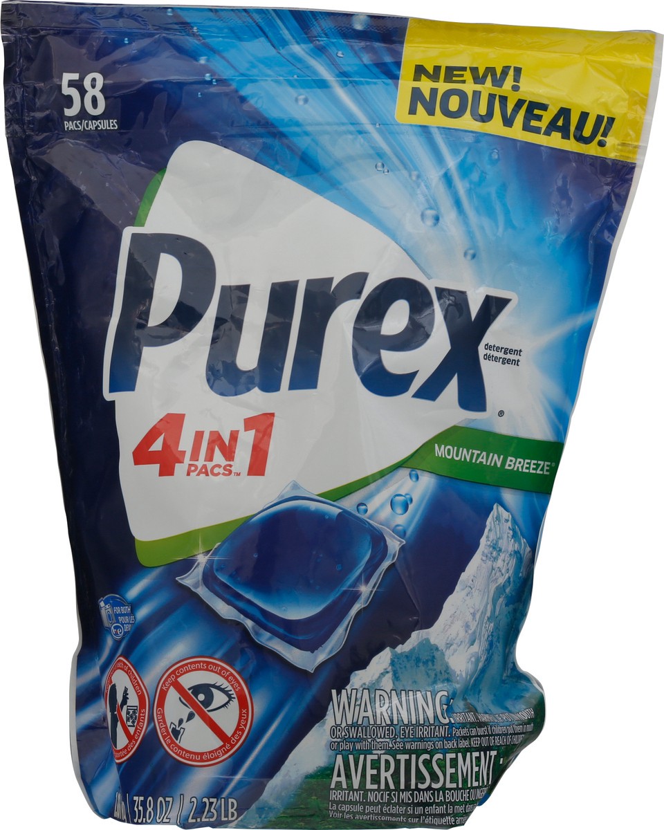 slide 7 of 11, Purex 4 in 1 Pacs Mountain Breeze Detergent 58 ea, 58 ct