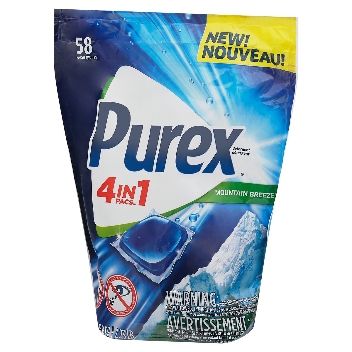 slide 2 of 11, Purex 4 in 1 Pacs Mountain Breeze Detergent 58 ea, 58 ct