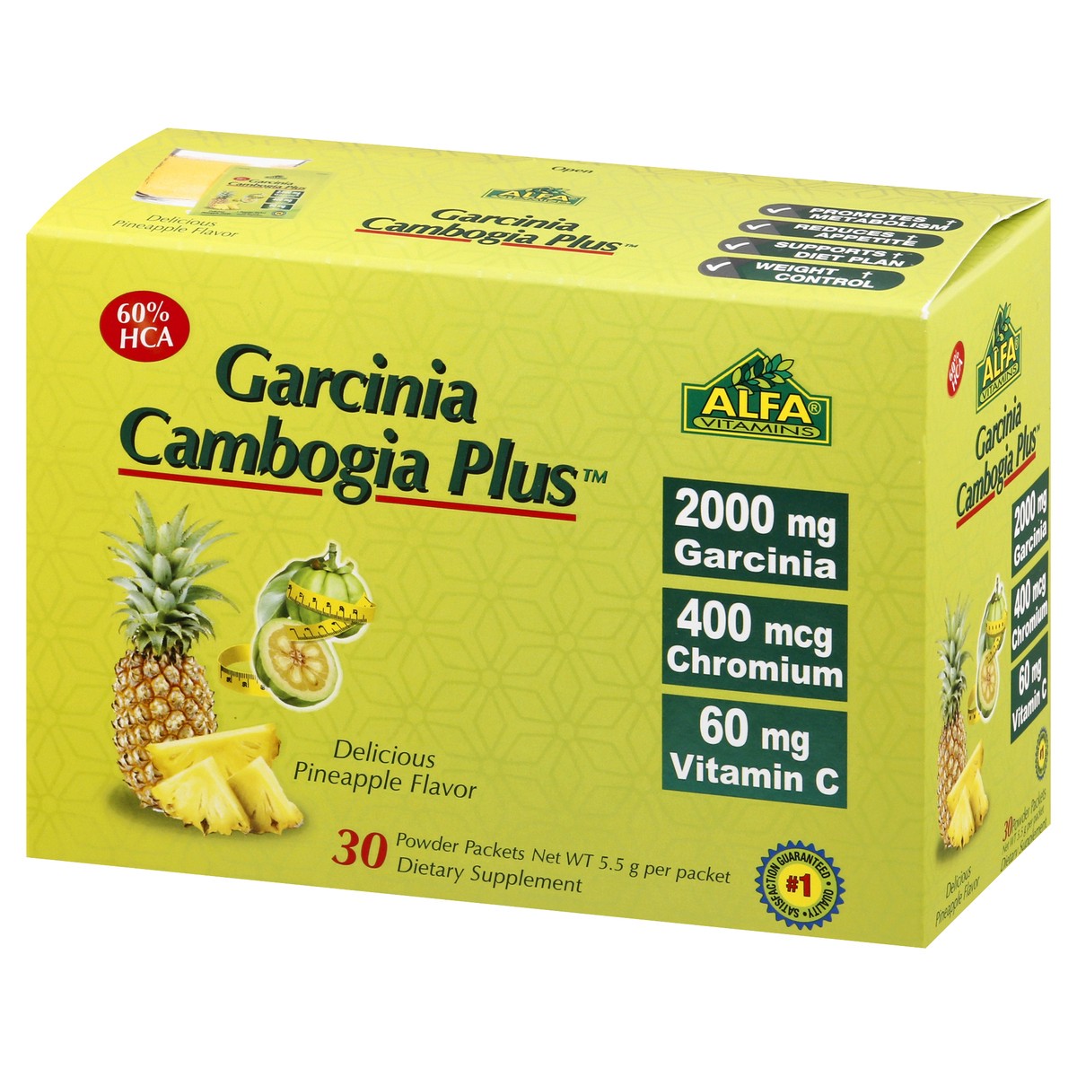 slide 2 of 13, Alfa Powder Packets Pineapple Flavor Garcinia Cambogia Plus 30 ea, 1 ct