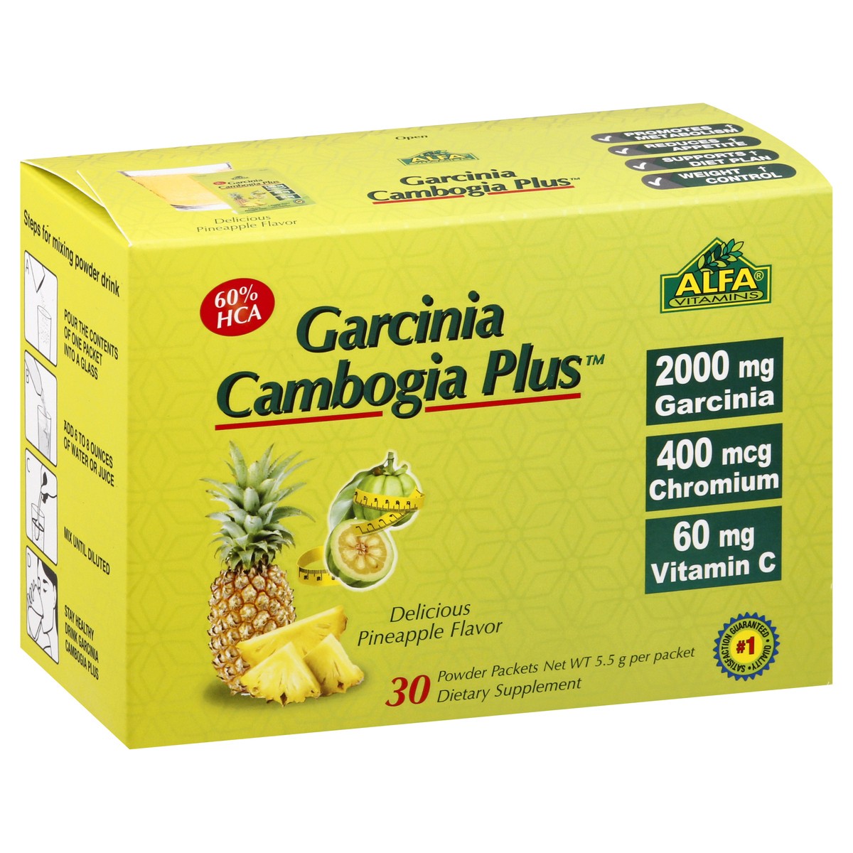 slide 13 of 13, Alfa Powder Packets Pineapple Flavor Garcinia Cambogia Plus 30 ea, 1 ct