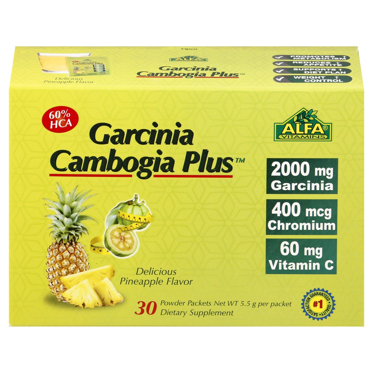 slide 1 of 13, Alfa Powder Packets Pineapple Flavor Garcinia Cambogia Plus 30 ea, 1 ct