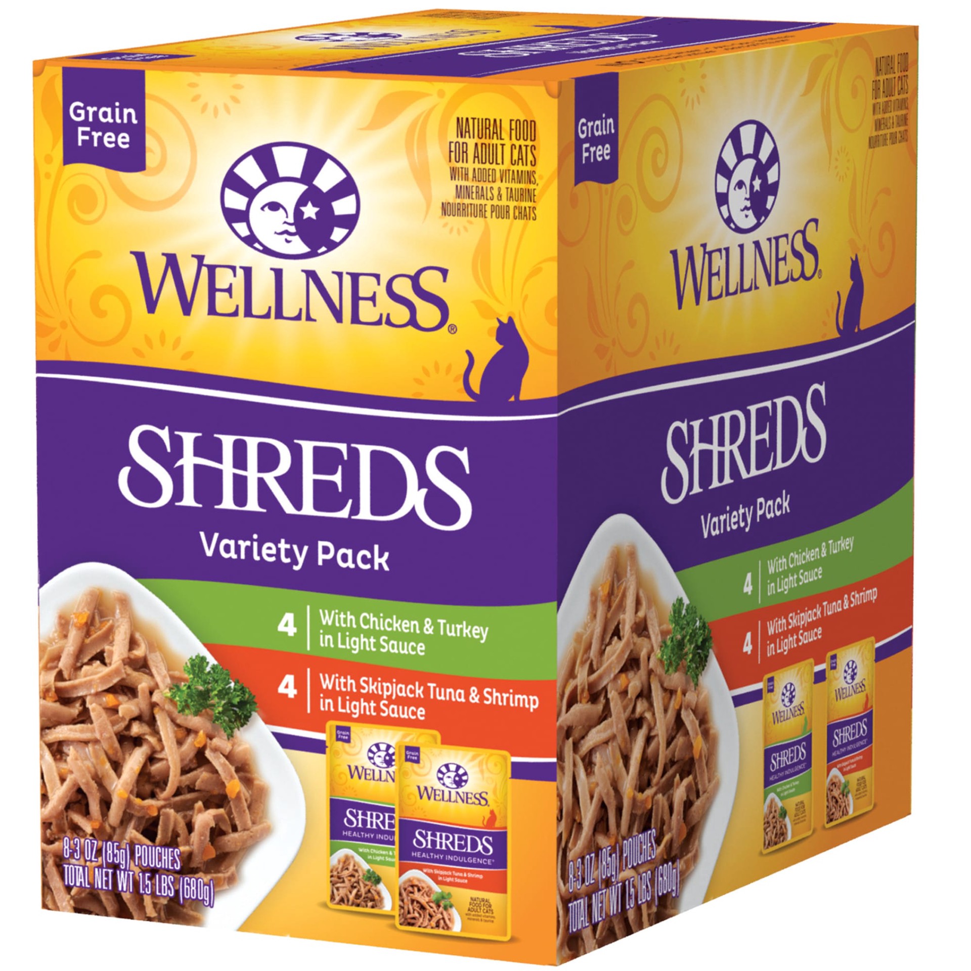 slide 1 of 5, Wellness Shreds Adult Cat Food - Grain Free, Variety Pack, 1 ct