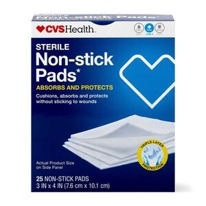 slide 1 of 1, CVS Health Sterile Non-Stick Pads, 3 In X 4 In, 25 Ct, 1 ct