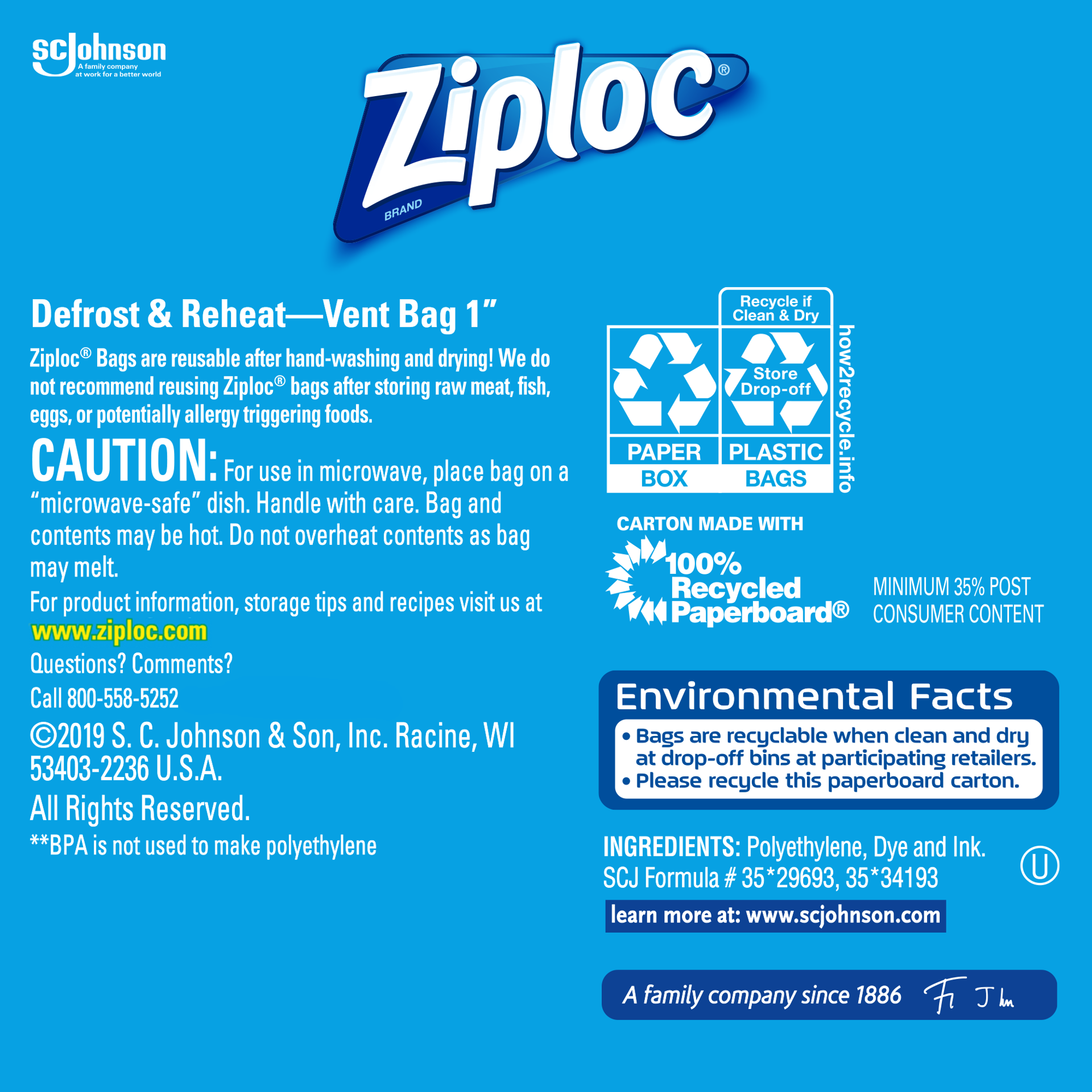 slide 5 of 5, Ziploc Brand Freezer Bags with Grip 'n Seal Technology, Pint, 20 Count, 20 ct