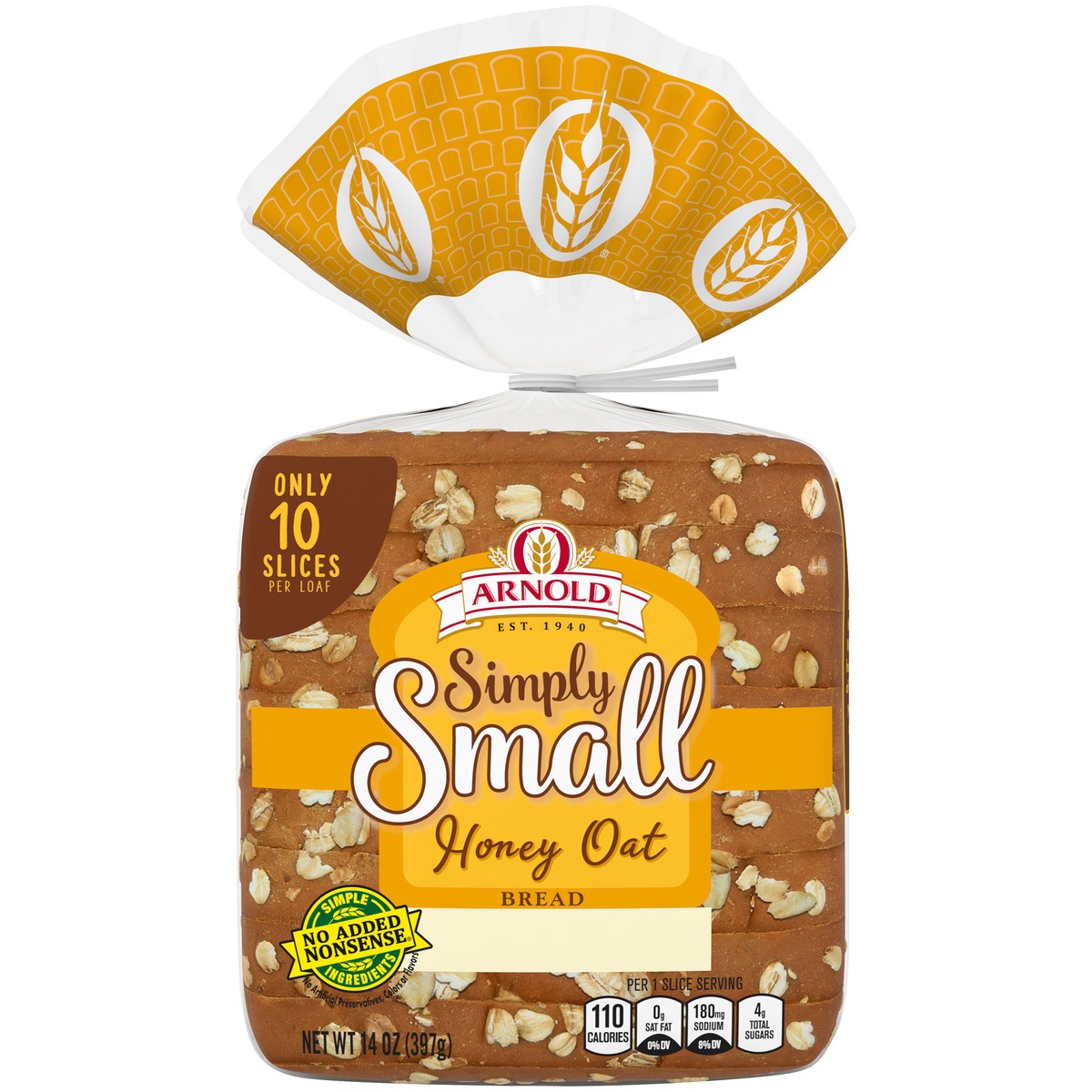 slide 1 of 1, Arnold Simply Small Honey Oat Bread, 14 oz